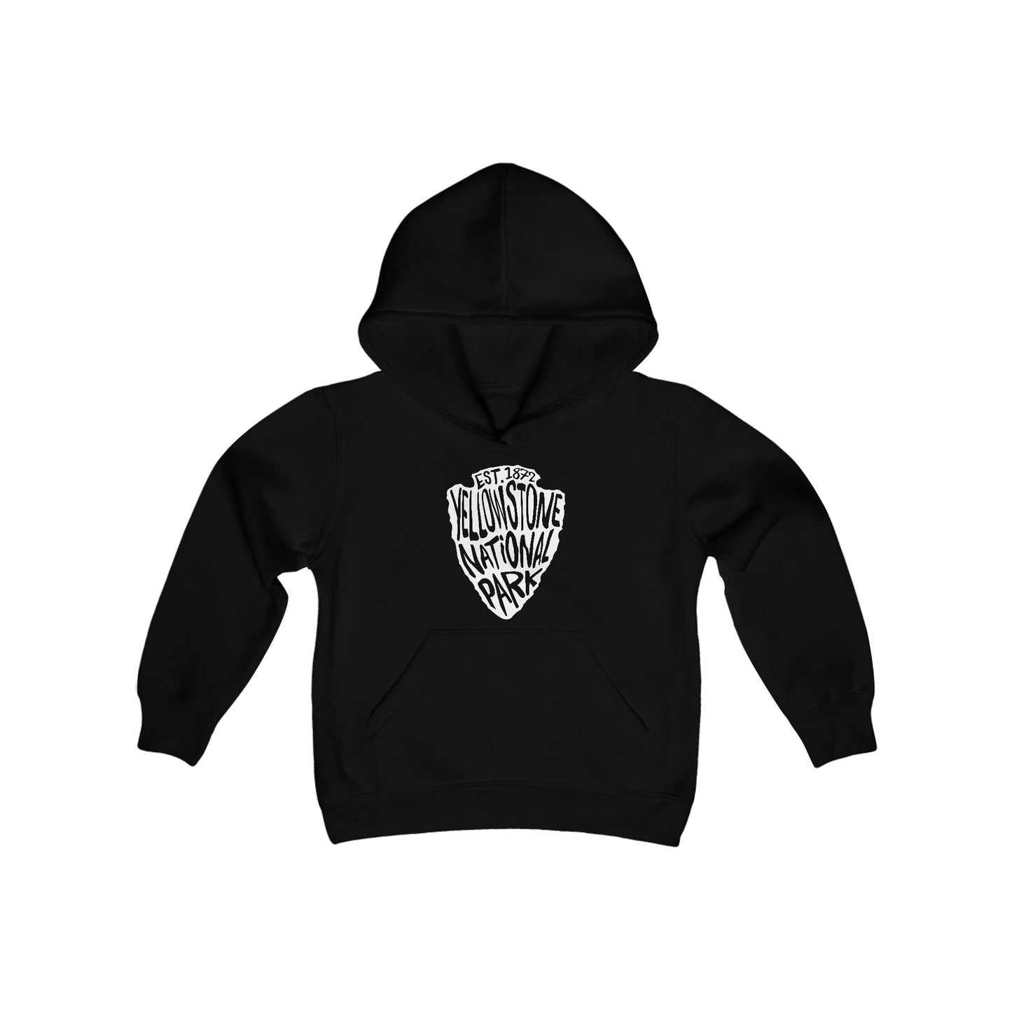 Yellowstone National Park Kids Hoodie - Arrowhead Chunky Text