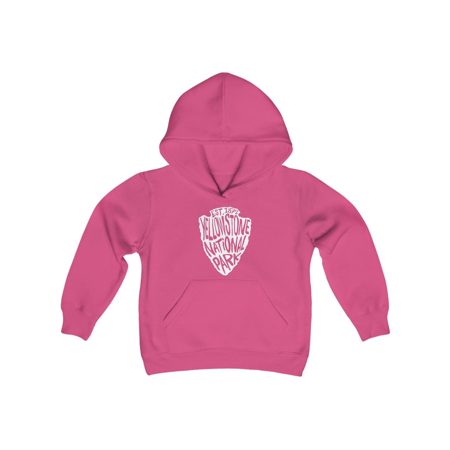 Yellowstone National Park Kids Hoodie - Arrowhead Chunky Text