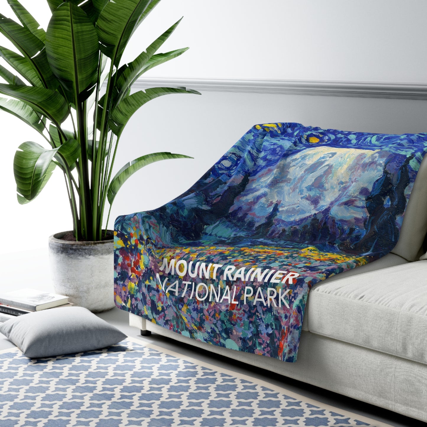 Mount Rainier National Park Sherpa Blanket - The Starry Night