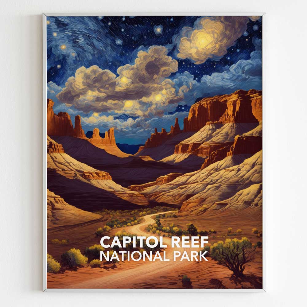 Capitol Reef National Park Poster - Starry Night