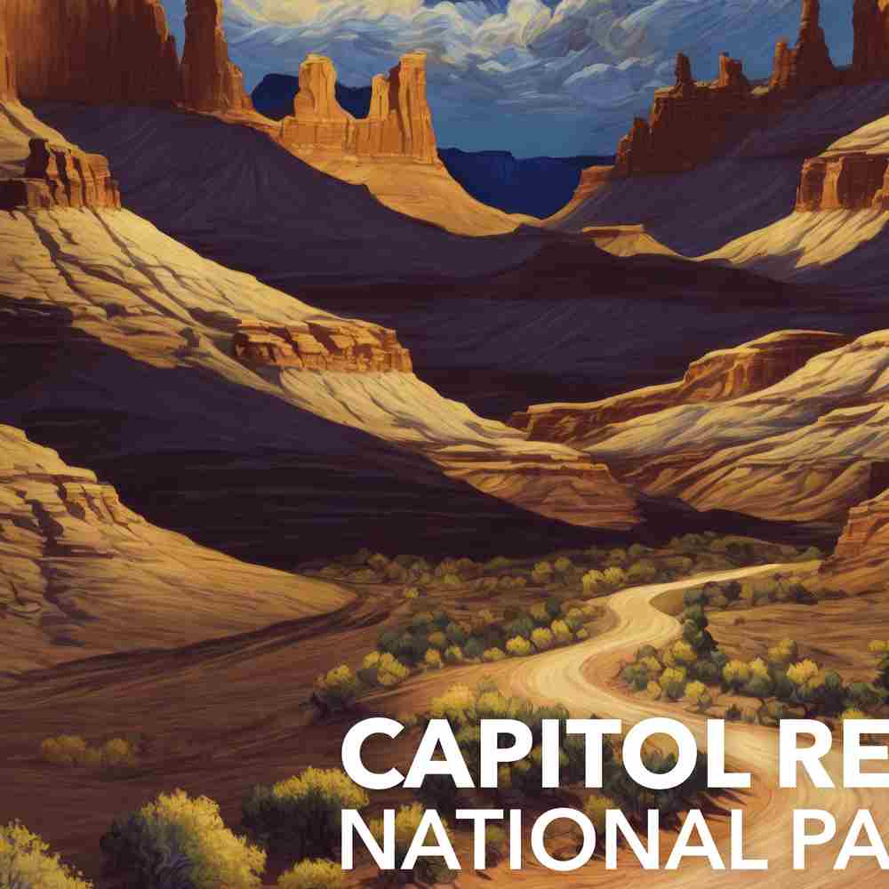 Capitol Reef National Park Poster - Starry Night