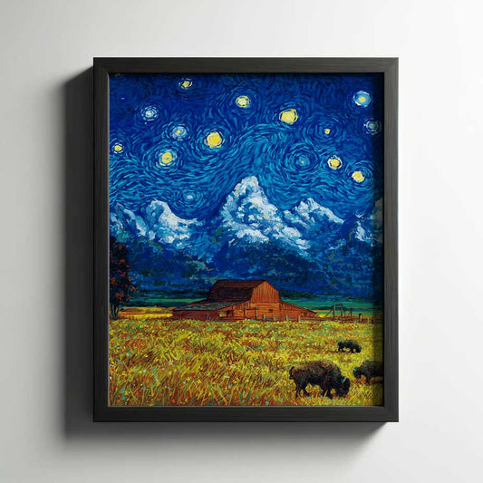 Grand Teton National Park Starry Night Poster - Premium Textured Paper