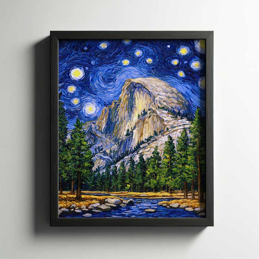 Yosemite National Park Starry Night Poster - Premium Textured Paper