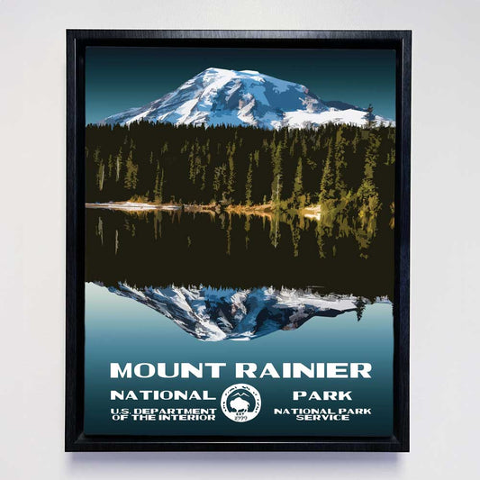 Mount Rainier National Park Framed Canvas - WPA Poster