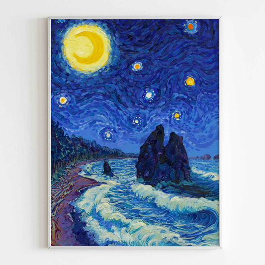 Olympic National Park Starry Night Poster - Premium Textured Paper