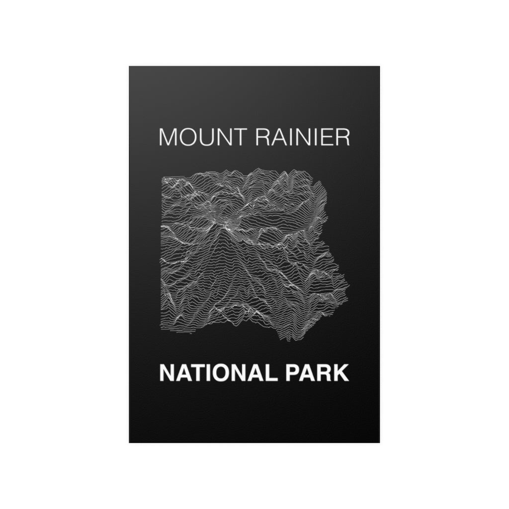 Mount Rainier National Park Poster - Unknown Pleasures Lines National Parks Partnership