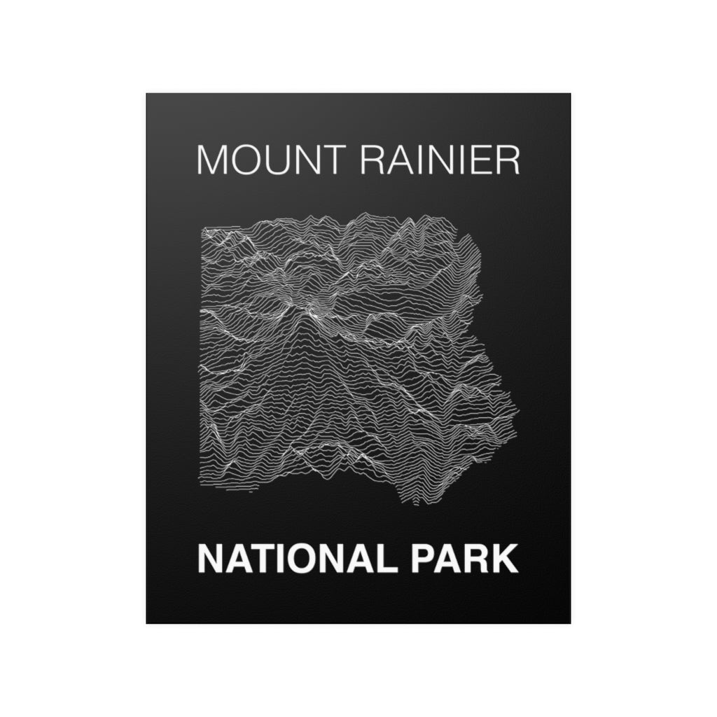 Mount Rainier National Park Poster - Unknown Pleasures Lines National Parks Partnership