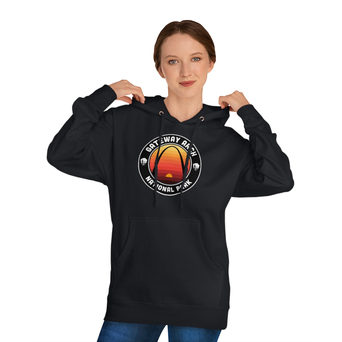 Gateway Arch National Park Hoodie - Round Emblem Design