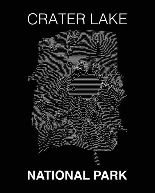 Crater Lake National Park Poster - Unknown Pleasures Lines