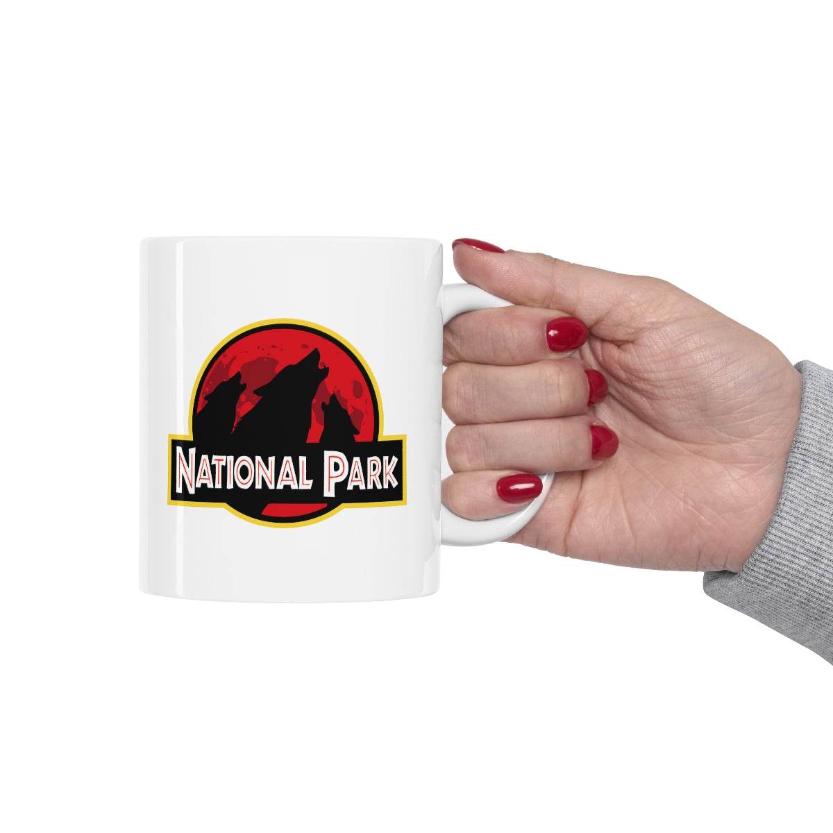 Three Wolf National Park Mug - Parody Logo National Parks Partnership