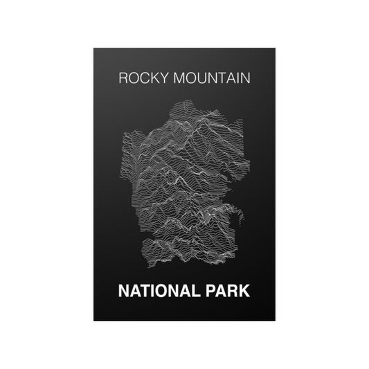 Rocky Mountain National Park Poster - Unknown Pleasures Lines National Parks Partnership