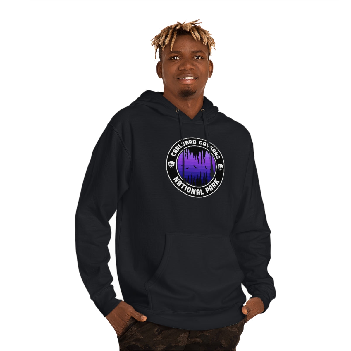 Carlsbad Caverns National Park Hoodie - Purple Round Emblem Design